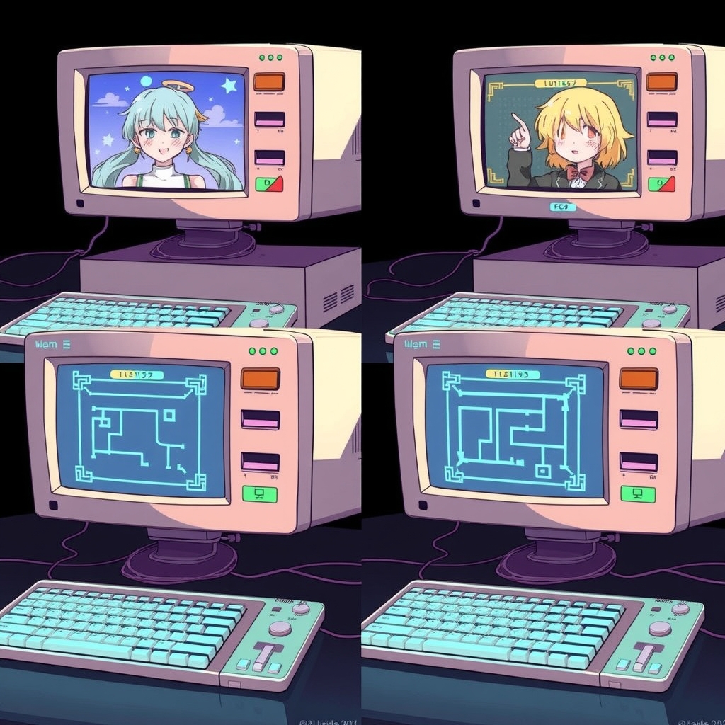 four computer work anime images by Free AI Image Generator & Maker - No login required✨ | AIGAZOU