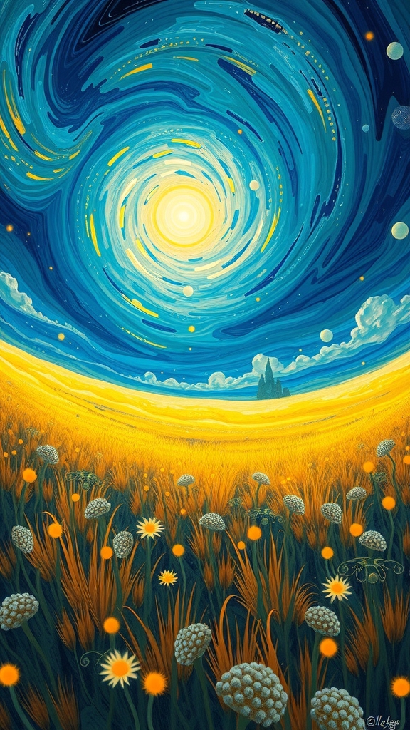serene field legend of light van gogh style by 免費AI圖像生成工具 AI製圖 | AIGAZOU