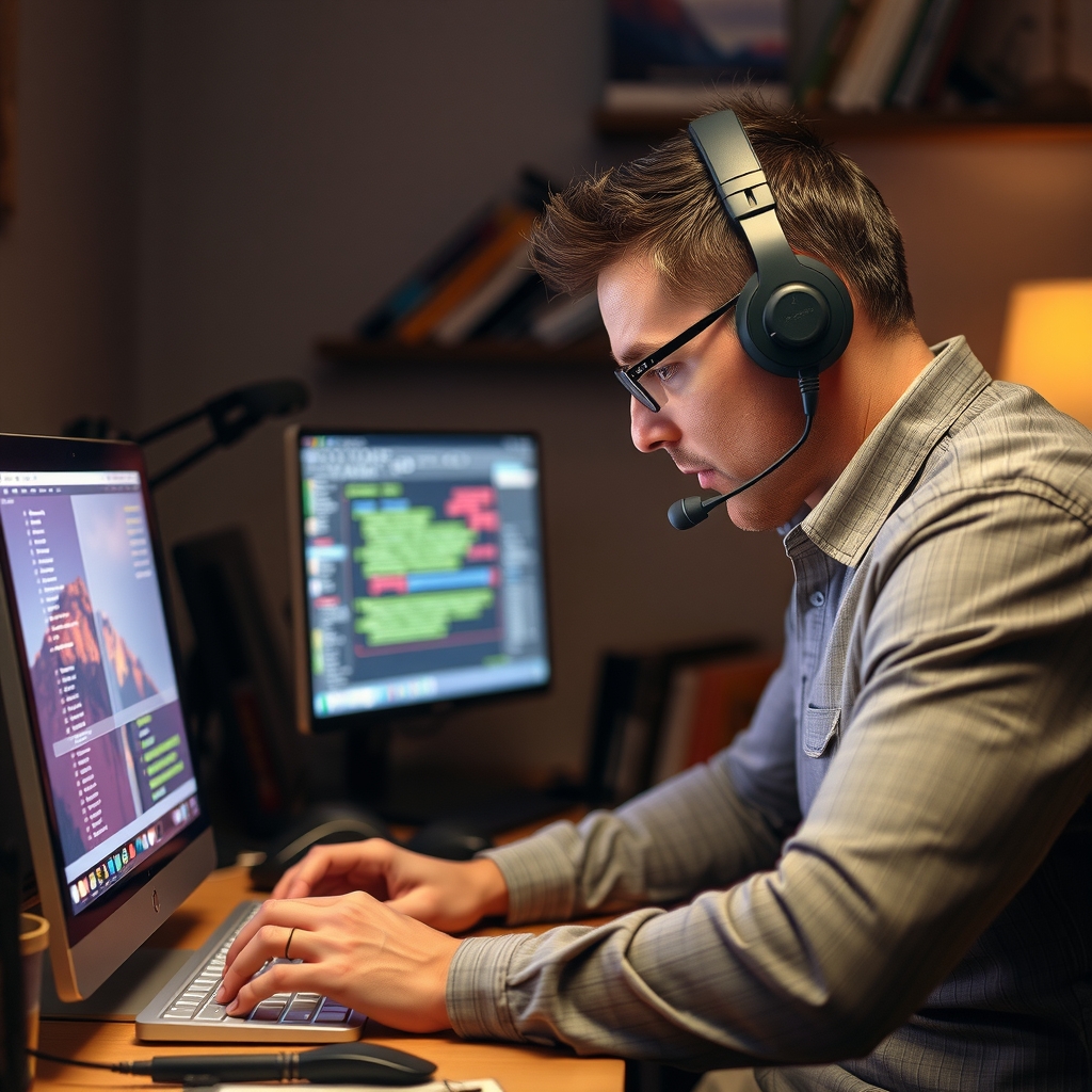man busy working on computer by Free AI Image Generator & Maker - No login required✨ | AIGAZOU