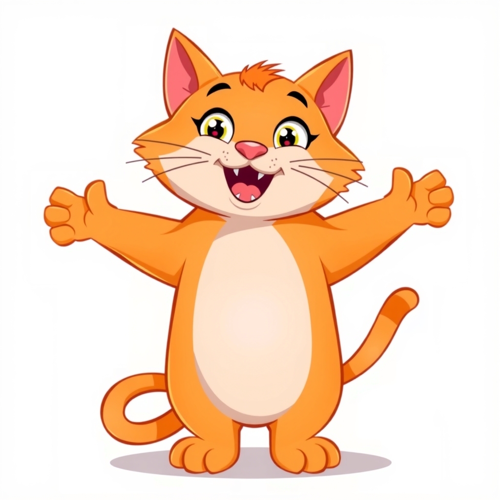 vibrant cartoon cheerful cat illustration by Free AI Image Generator & Maker - No login required✨ | AIGAZOU