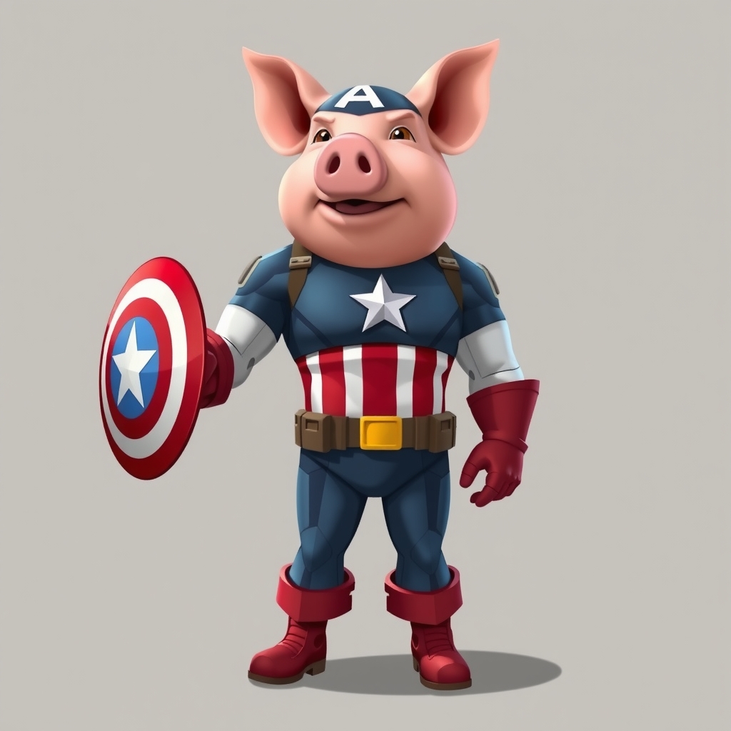 captain america body pig head cartoon character by Free AI Image Generator & Maker - No login required✨ | AIGAZOU