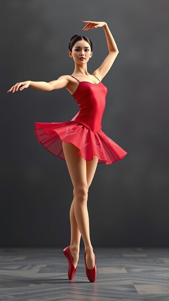 high quality 3d female ballet dancer red by Free AI Image Generator & Maker - No login required✨ | AIGAZOU