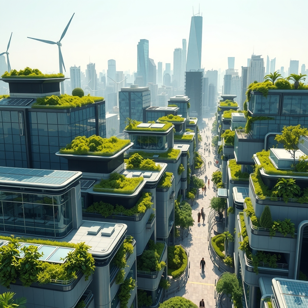 futuristic cityscape green low carbon sustainable architecture by Free AI Image Generator & Maker - No login required✨ | AIGAZOU