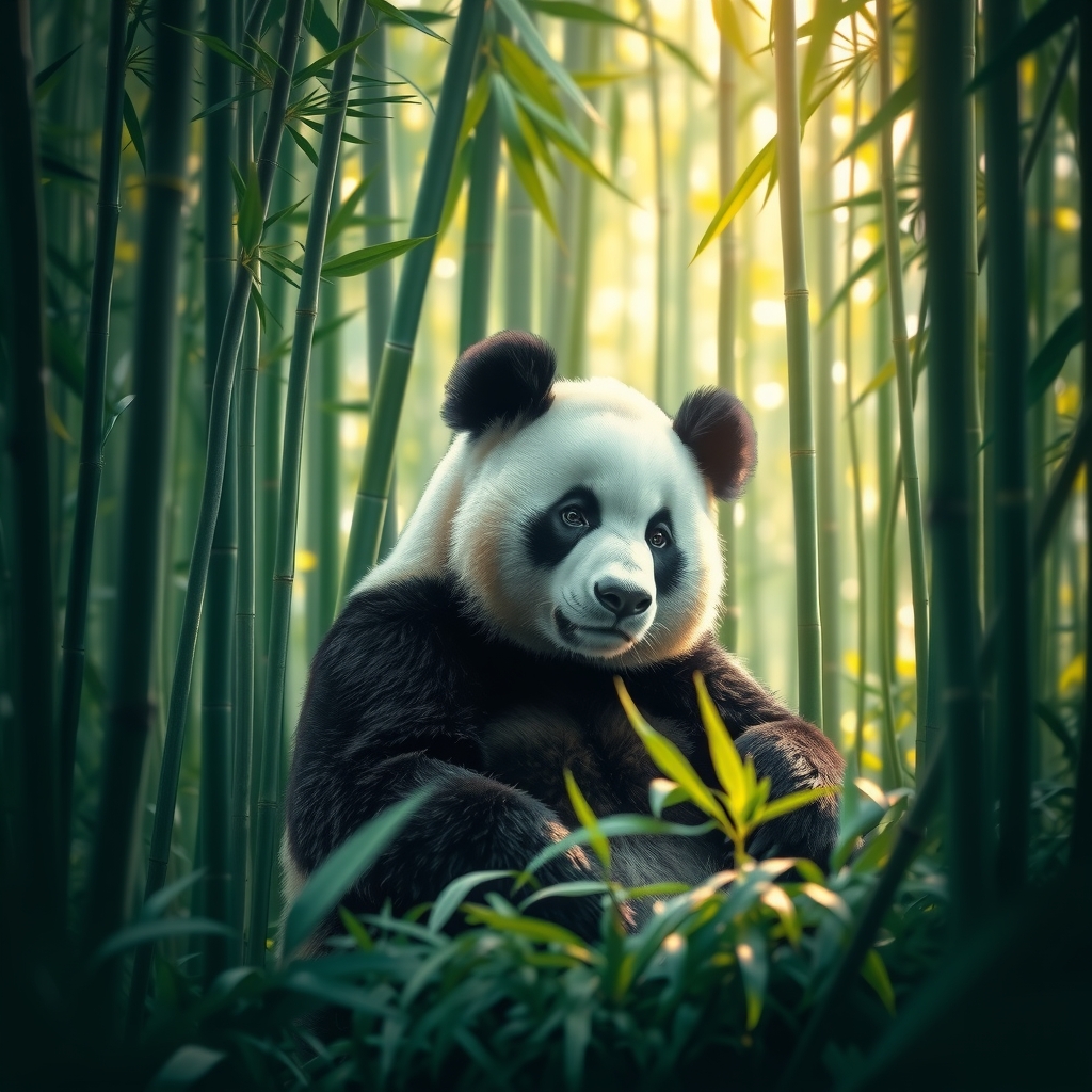 majestic panda in bamboo forest digital art by Free AI Image Generator & Maker - No login required✨ | AIGAZOU