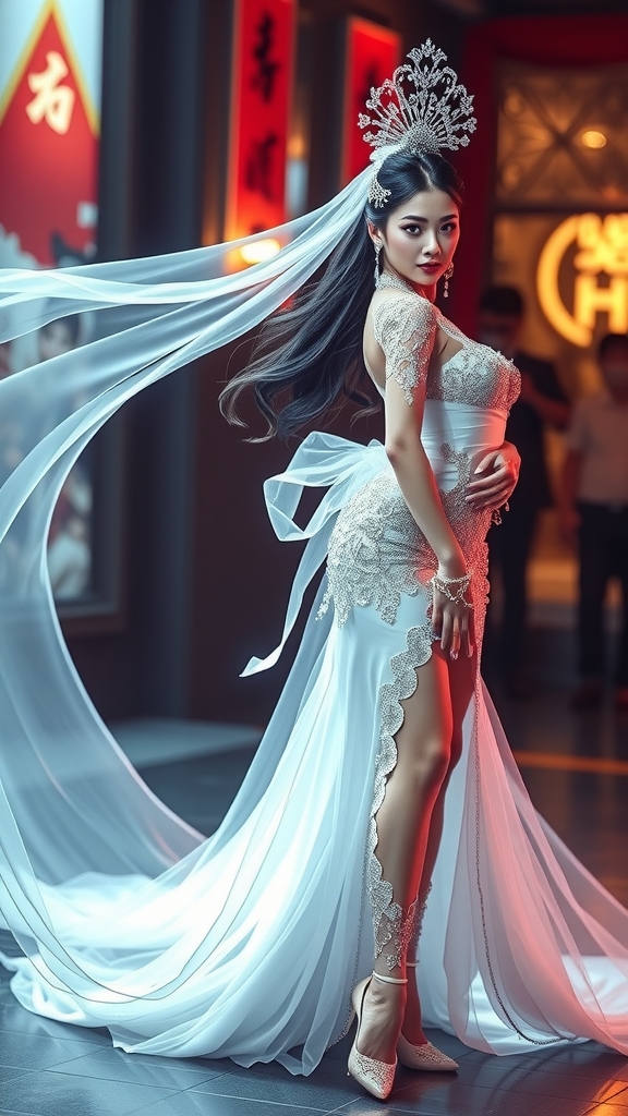 high quality 3d cyber female dancer bride by Free AI Image Generator & Maker - No login required✨ | AIGAZOU