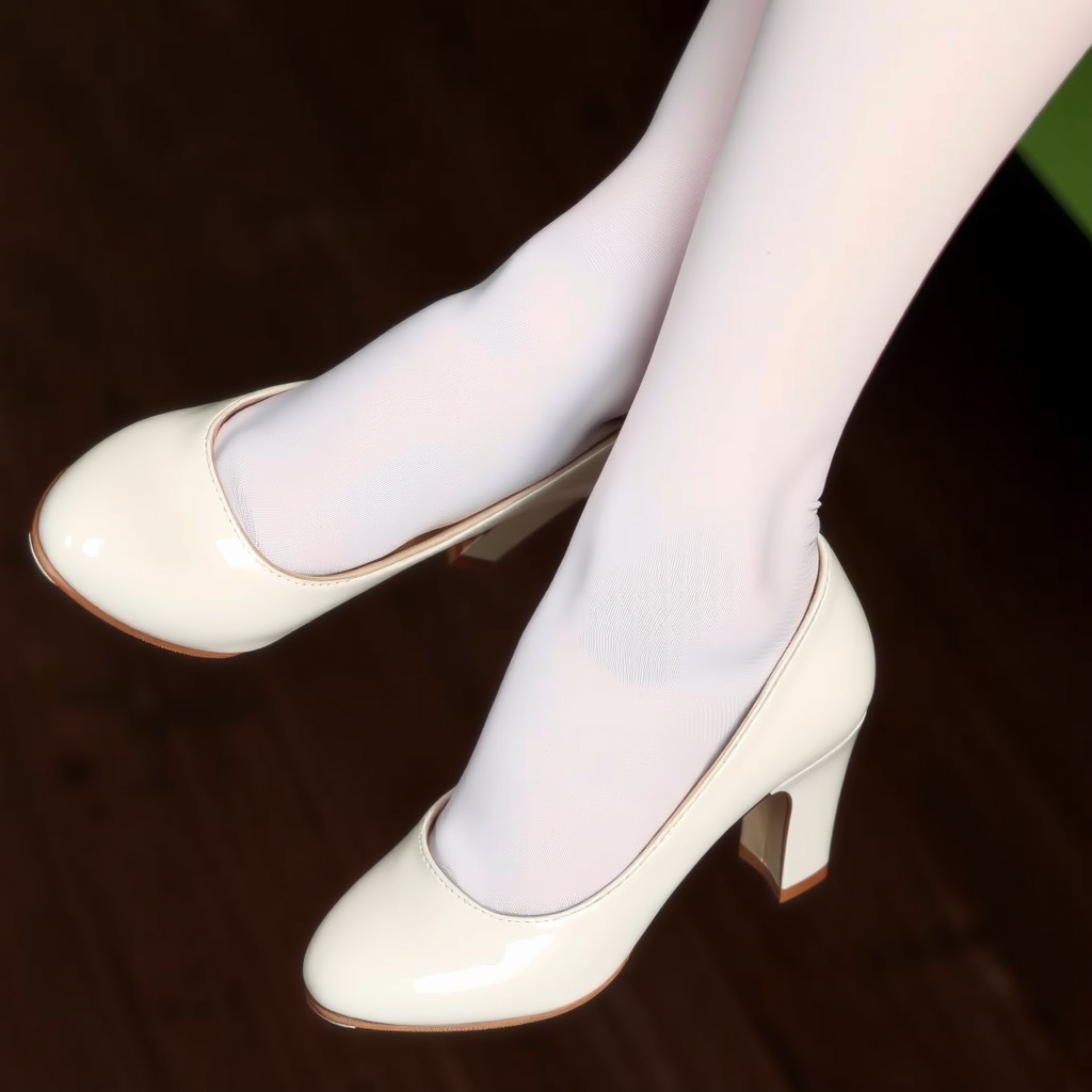 a womans feet in white stockings and mary jane pumps by Free AI Image Generator & Maker - No login required✨ | AIGAZOU