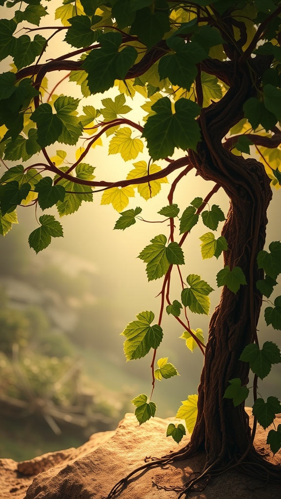 serene spiritual vine branches renaissance art by Free AI Image Generator & Maker - No login required✨ | AIGAZOU