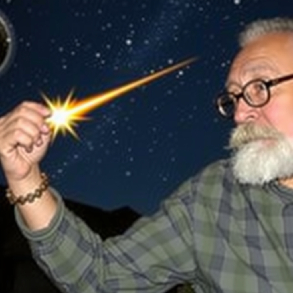 shooting star and old man by Free AI Image Generator & Maker - No login required✨ | AIGAZOU