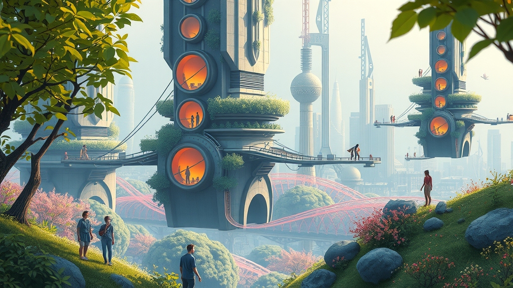 digital art utopian beings harmonious city nature fairy tale by Free AI Image Generator & Maker - No login required✨ | AIGAZOU