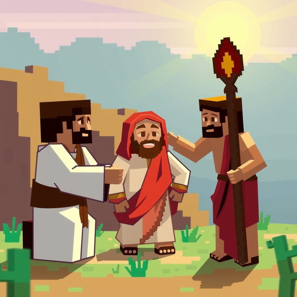 create minecraft image jesus healing leper by Free AI Image Generator & Maker - No login required✨ | AIGAZOU