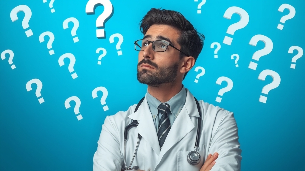 a doctor thinking with many question marks by Free AI Image Generator & Maker - No login required✨ | AIGAZOU