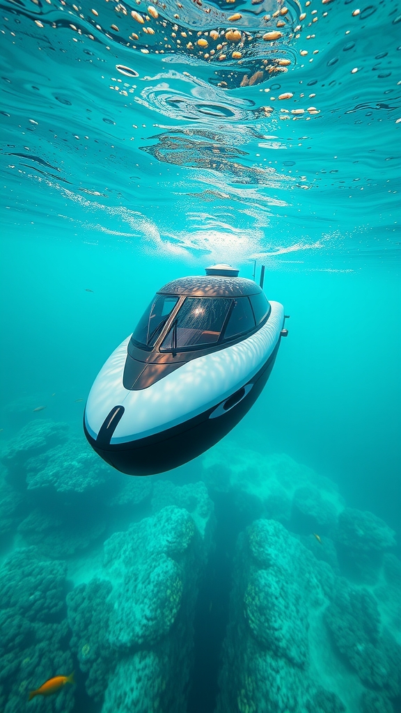 10 meter luxury submarine maldives vibrant coral reefs by Free AI Image Generator & Maker - No login required✨ | AIGAZOU