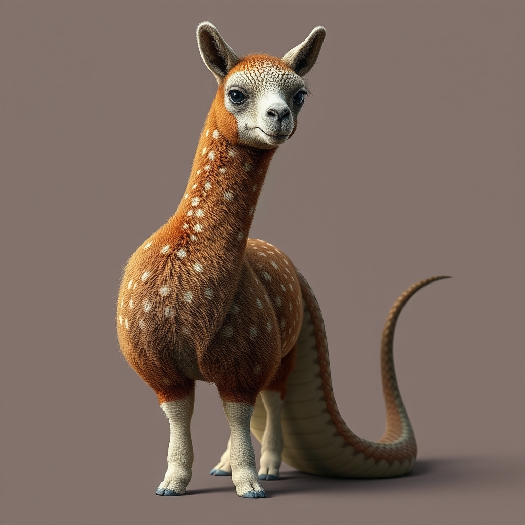 serpama animal snake lama body brown white spots snake tail scales long neck snake head small ears by Free AI Image Generator & Maker - No login required✨ | AIGAZOU