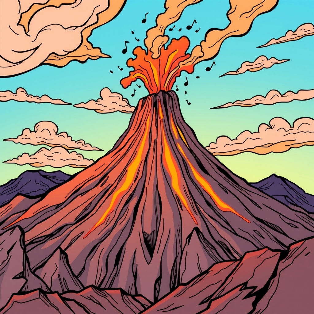 american comic style rhythmic volcano by Free AI Image Generator & Maker - No login required✨ | AIGAZOU